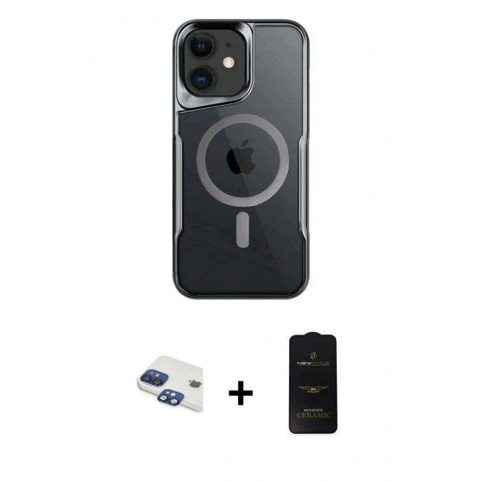 MARSİLYAN™- iPhone 11 Kılıf Yadigar Klasik Özel Seri - Siyah 6D Antistatik Mat Seramik Hayalet Nano Ekran Koruyucu + Pers Alüminyum Kamera Lens - LT