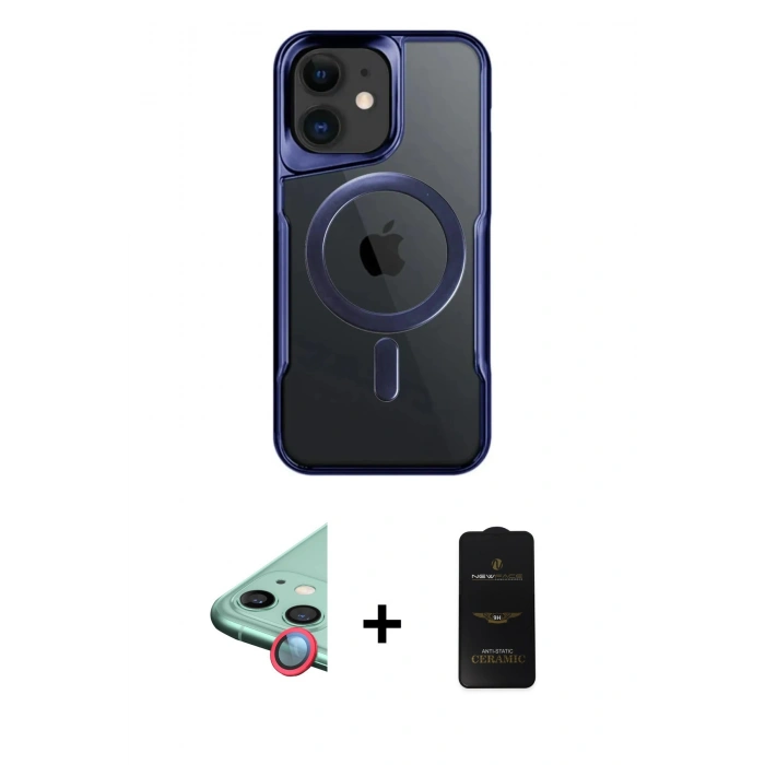 MARSİLYAN™- iPhone 11 Kılıf Yadigar Klasik Özel Seri - Siyah 6D Antistatik Mat Seramik Hayalet Nano Ekran Koruyucu + Raze Metal Kamera Lens - KI