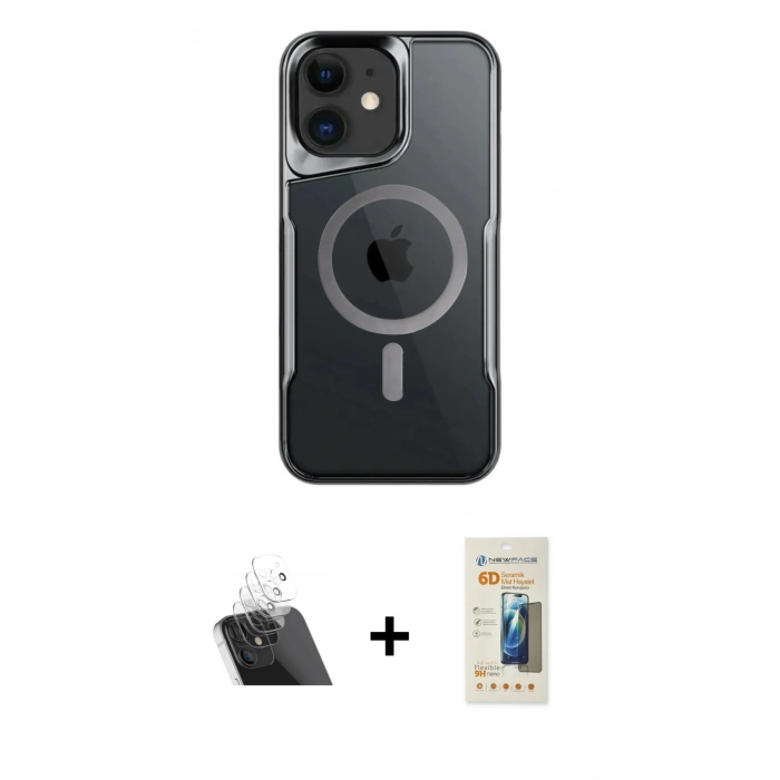 MARSİLYAN™- iPhone 11 Kılıf Yadigar Klasik Özel Seri - Siyah 6D Mat Seramik Hayalet Nano Ekran Koruyucu + Şeffaf Kamera Lens Koruma Cam