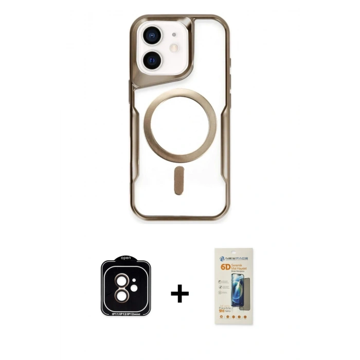 MARSİLYAN™- iPhone 11 Kılıf Yadigar Klasik Özel Seri - Siyah 6D Mat Seramik Hayalet Nano Ekran Koruyucu + PVD Metal Kamera Lens - TU