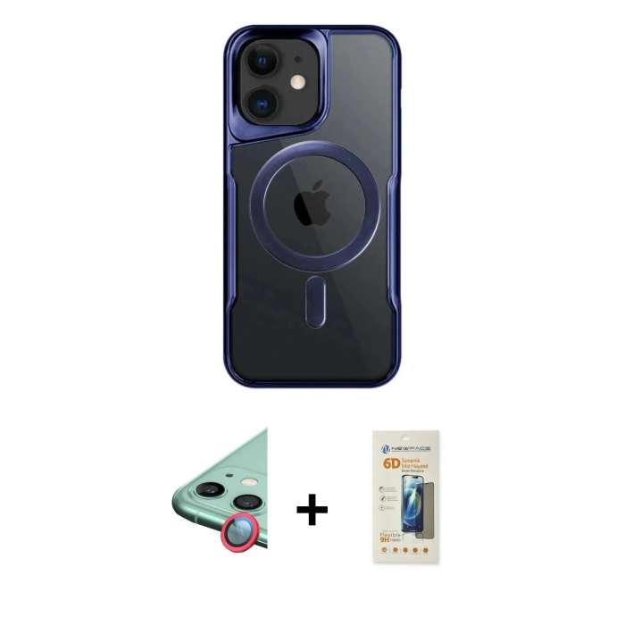 MARSİLYAN™- iPhone 11 Kılıf Yadigar Klasik Özel Seri - Siyah 6D Mat Seramik Hayalet Nano Ekran Koruyucu + Raze Metal Kamera Lens - KI