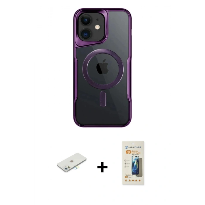 MARSİLYAN™- iPhone 11 Kılıf Yadigar Klasik Özel Seri - Siyah 6D Mat Seramik Hayalet Nano Ekran Koruyucu + Renkli Kamera Lens Koruma Cam - SI