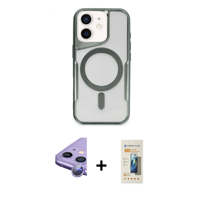 MARSİLYAN™- iPhone 11 Kılıf Yadigar Klasik Özel Seri - Siyah 6D Mat Seramik Hayalet Nano Ekran Koruyucu + Raze Metal Kamera Lens - MR