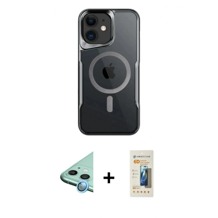 MARSİLYAN™- iPhone 11 Kılıf Yadigar Klasik Özel Seri - Siyah 6D Mat Seramik Hayalet Nano Ekran Koruyucu + Raze Metal Kamera Lens - MI