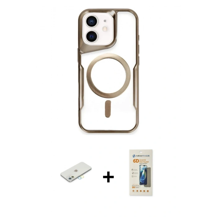 MARSİLYAN™- iPhone 11 Kılıf Yadigar Klasik Özel Seri - Siyah 6D Mat Seramik Hayalet Nano Ekran Koruyucu + Renkli Kamera Lens Koruma Cam - SI