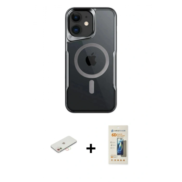 MARSİLYAN™- iPhone 11 Kılıf Yadigar Klasik Özel Seri - Siyah 6D Mat Seramik Hayalet Nano Ekran Koruyucu + Yeşil Renkli Kamera Lens Koruma Cam