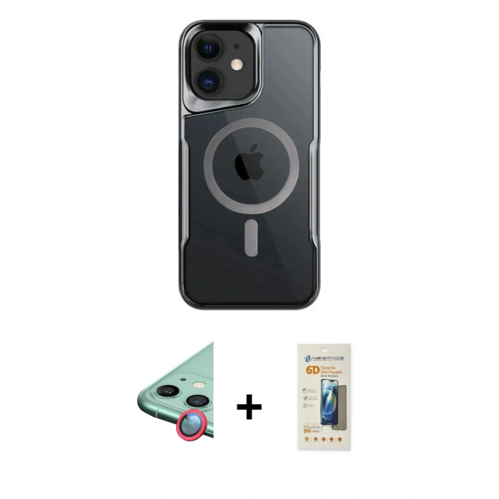 MARSİLYAN™- iPhone 11 Kılıf Yadigar Klasik Özel Seri - Siyah 6D Mat Seramik Hayalet Nano Ekran Koruyucu + Raze Metal Kamera Lens - KI