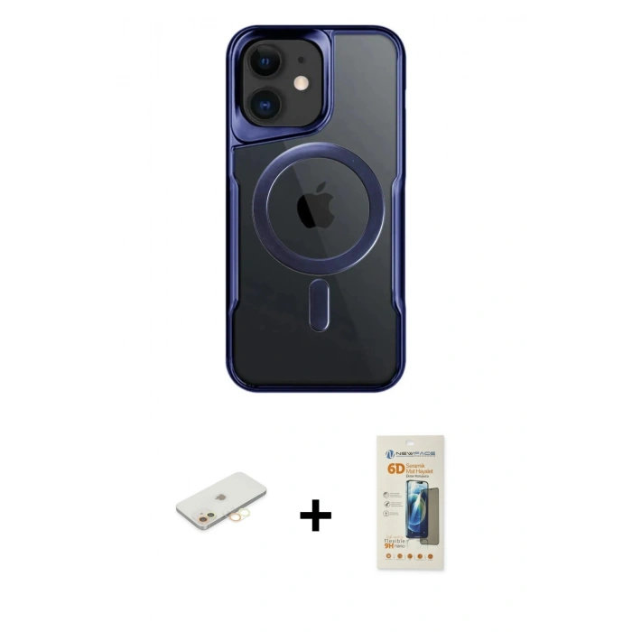 MARSİLYAN™- iPhone 11 Kılıf Yadigar Klasik Özel Seri - Siyah 6D Mat Seramik Hayalet Nano Ekran Koruyucu + Renkli Kamera Lens Koruma Cam - SI