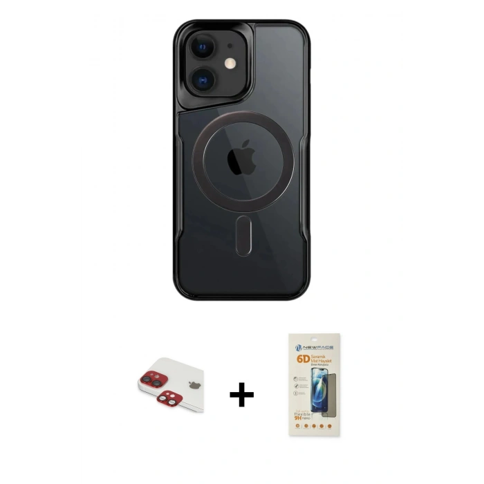 MARSİLYAN™- iPhone 11 Kılıf Yadigar Klasik Özel Seri - Siyah 6D Mat Seramik Hayalet Nano Ekran Koruyucu + Pers Alüminyum Kamera Lens - KI