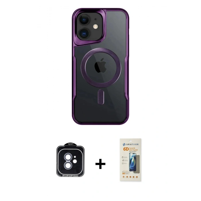 MARSİLYAN™- iPhone 11 Kılıf Yadigar Klasik Özel Seri - Siyah 6D Mat Seramik Hayalet Nano Ekran Koruyucu + PVD Metal Kamera Lens - MI