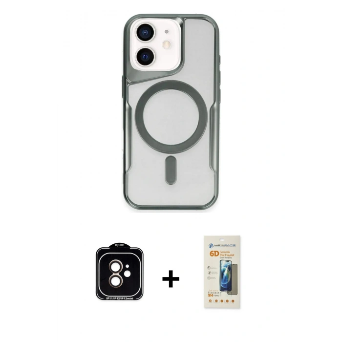 MARSİLYAN™- iPhone 11 Kılıf Yadigar Klasik Özel Seri - Siyah 6D Mat Seramik Hayalet Nano Ekran Koruyucu + PVD Metal Kamera Lens - TU