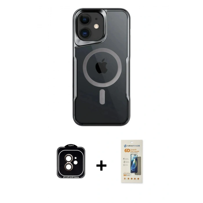MARSİLYAN™- iPhone 11 Kılıf Yadigar Klasik Özel Seri - Siyah 6D Mat Seramik Hayalet Nano Ekran Koruyucu + PVD Metal Kamera Lens - TU