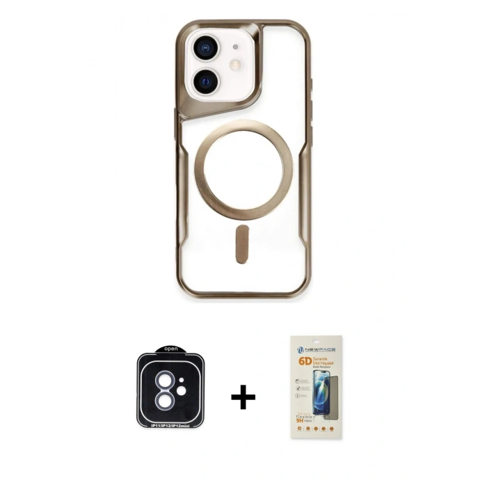 MARSİLYAN™- iPhone 11 Kılıf Yadigar Klasik Özel Seri - Siyah 6D Mat Seramik Hayalet Nano Ekran Koruyucu + PVD Metal Kamera Lens - MI