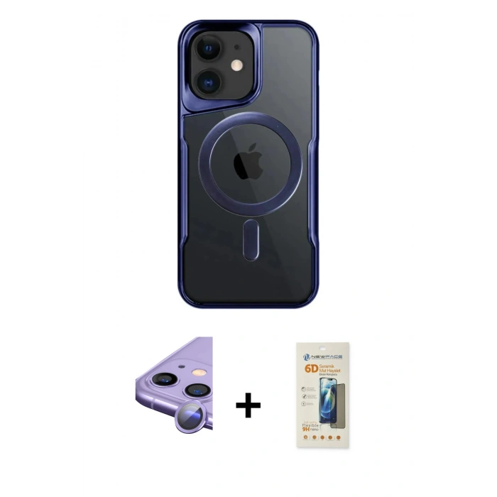 MARSİLYAN™- iPhone 11 Kılıf Yadigar Klasik Özel Seri - Siyah 6D Mat Seramik Hayalet Nano Ekran Koruyucu + Raze Metal Kamera Lens - MR