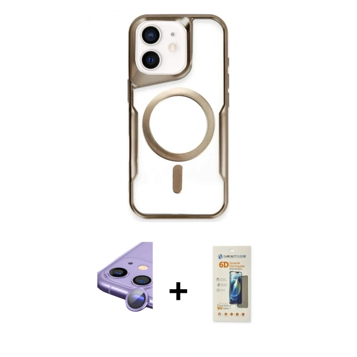 MARSİLYAN™- iPhone 11 Kılıf Yadigar Klasik Özel Seri - Siyah 6D Mat Seramik Hayalet Nano Ekran Koruyucu + Raze Metal Kamera Lens - MR