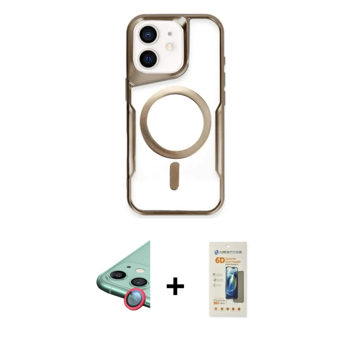 MARSİLYAN™- iPhone 11 Kılıf Yadigar Klasik Özel Seri - Siyah 6D Mat Seramik Hayalet Nano Ekran Koruyucu + Raze Metal Kamera Lens - KI