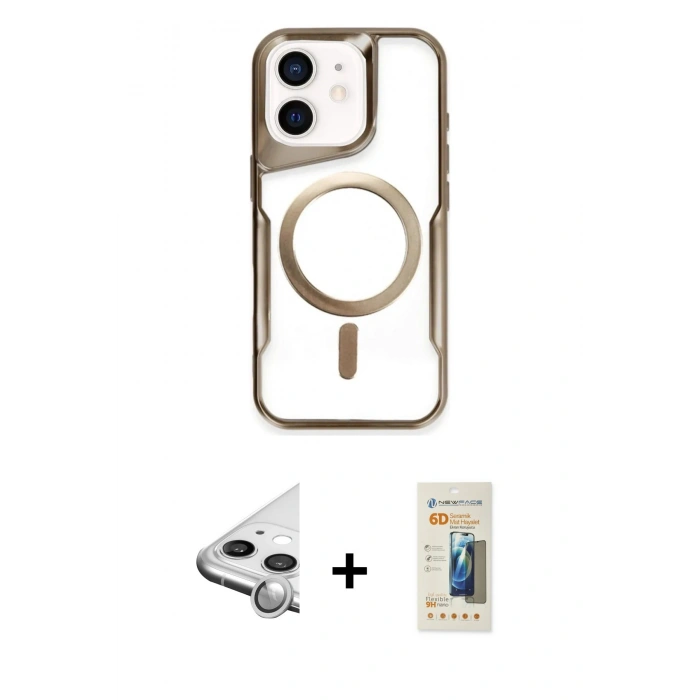 MARSİLYAN™- iPhone 11 Kılıf Yadigar Klasik Özel Seri - Siyah 6D Mat Seramik Hayalet Nano Ekran Koruyucu + Raze Metal Kamera Lens - GS