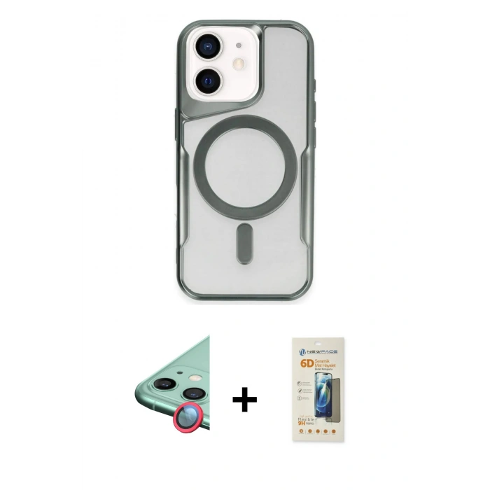 MARSİLYAN™- iPhone 11 Kılıf Yadigar Klasik Özel Seri - Siyah 6D Mat Seramik Hayalet Nano Ekran Koruyucu + Raze Metal Kamera Lens - KI