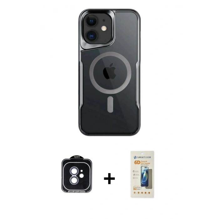 MARSİLYAN™- iPhone 11 Kılıf Yadigar Klasik Özel Seri - Siyah 6D Mat Seramik Hayalet Nano Ekran Koruyucu + PVD Metal Kamera Lens - MI