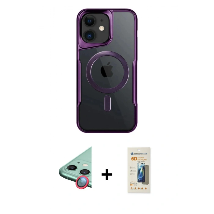 MARSİLYAN™- iPhone 11 Kılıf Yadigar Klasik Özel Seri - Siyah 6D Mat Seramik Hayalet Nano Ekran Koruyucu + Raze Metal Kamera Lens - KI