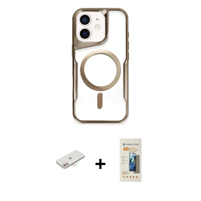 MARSİLYAN™- iPhone 11 Kılıf Yadigar Klasik Özel Seri - Siyah 6D Mat Seramik Hayalet Nano Ekran Koruyucu + Yeşil Renkli Kamera Lens Koruma Cam