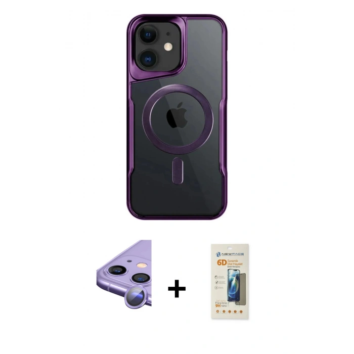 MARSİLYAN™- iPhone 11 Kılıf Yadigar Klasik Özel Seri - Siyah 6D Mat Seramik Hayalet Nano Ekran Koruyucu + Raze Metal Kamera Lens - MR