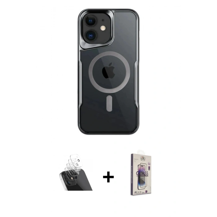MARSİLYAN™- iPhone 11 Kılıf Yadigar Klasik Özel Seri - Siyah Bilvis 3D Cam Ekran Koruyucu + Kamera Lens Koruma Cam - SF