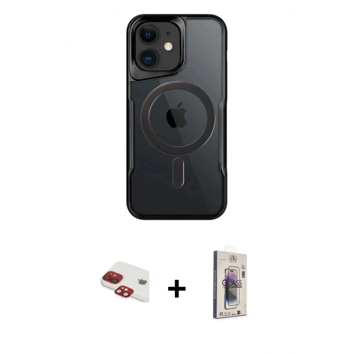 MARSİLYAN™- iPhone 11 Kılıf Yadigar Klasik Özel Seri - Siyah Bilvis 3D Cam Ekran Koruyucu + Pers Alüminyum Kamera Lens - KI