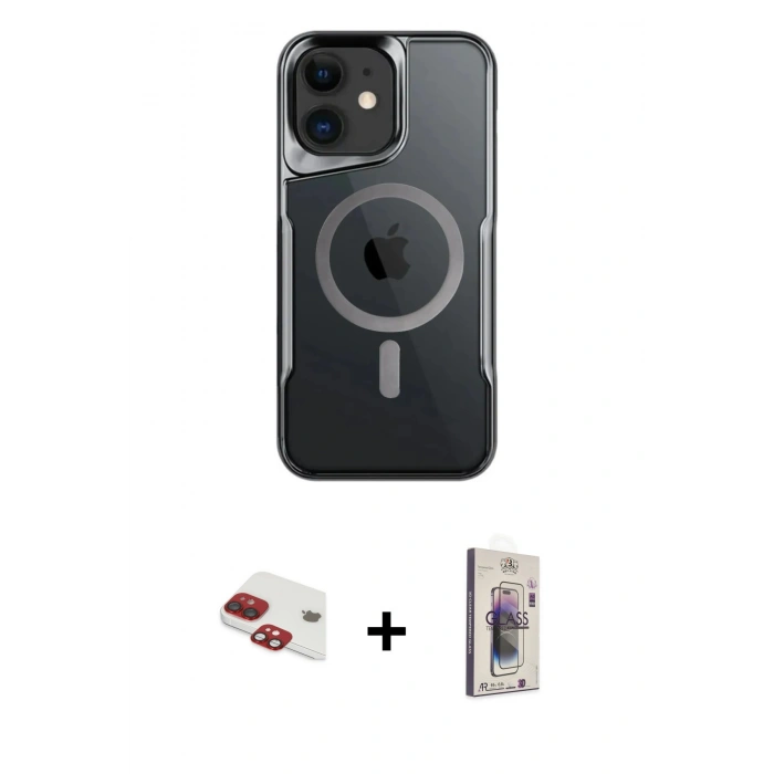 MARSİLYAN™- iPhone 11 Kılıf Yadigar Klasik Özel Seri - Siyah Bilvis 3D Cam Ekran Koruyucu + Pers Alüminyum Kamera Lens - KI