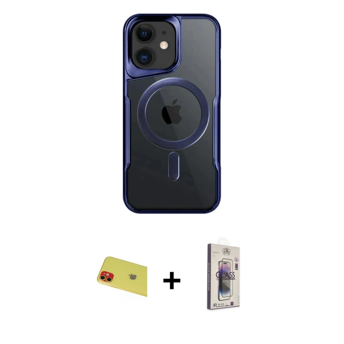 MARSİLYAN™- iPhone 11 Kılıf Yadigar Klasik Özel Seri - Siyah Bilvis 3D Cam Ekran Koruyucu + Rainbow Kamera Lens Koruma Cam - KI