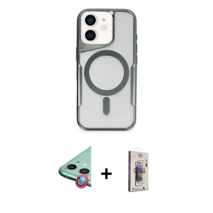 MARSİLYAN™- iPhone 11 Kılıf Yadigar Klasik Özel Seri - Siyah Bilvis 3D Cam Ekran Koruyucu + Raze Metal Kamera Lens - KI