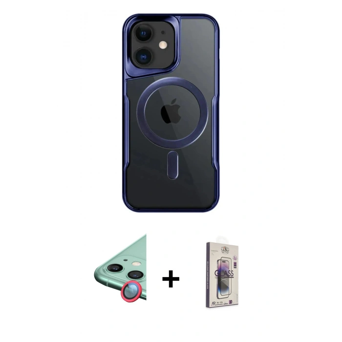 MARSİLYAN™- iPhone 11 Kılıf Yadigar Klasik Özel Seri - Siyah Bilvis 3D Cam Ekran Koruyucu + Raze Metal Kamera Lens - KI