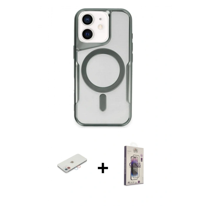 MARSİLYAN™- iPhone 11 Kılıf Yadigar Klasik Özel Seri - Siyah Bilvis 3D Cam Ekran Koruyucu + Renkli Kamera Lens Koruma Cam - PE