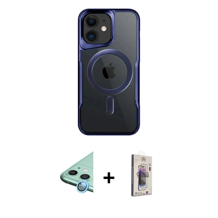 MARSİLYAN™- iPhone 11 Kılıf Yadigar Klasik Özel Seri - Siyah Bilvis 3D Cam Ekran Koruyucu + Raze Metal Kamera Lens - MI