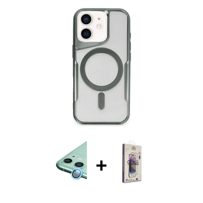 MARSİLYAN™- iPhone 11 Kılıf Yadigar Klasik Özel Seri - Siyah Bilvis 3D Cam Ekran Koruyucu + Raze Metal Kamera Lens - MI