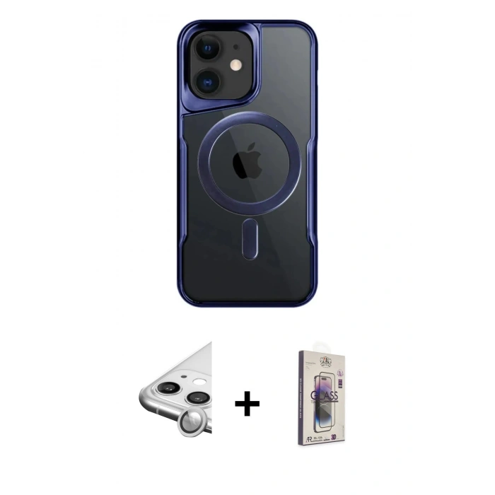 MARSİLYAN™- iPhone 11 Kılıf Yadigar Klasik Özel Seri - Siyah Bilvis 3D Cam Ekran Koruyucu + Raze Metal Kamera Lens - GS