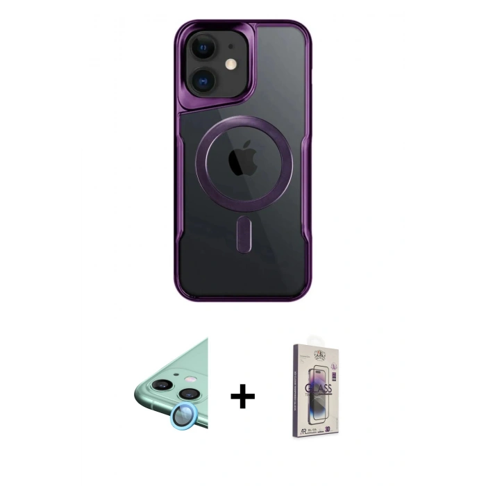 MARSİLYAN™- iPhone 11 Kılıf Yadigar Klasik Özel Seri - Siyah Bilvis 3D Cam Ekran Koruyucu + Raze Metal Kamera Lens - MI