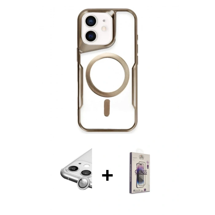 MARSİLYAN™- iPhone 11 Kılıf Yadigar Klasik Özel Seri - Siyah Bilvis 3D Cam Ekran Koruyucu + Raze Metal Kamera Lens - GS