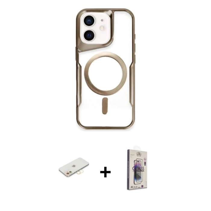 MARSİLYAN™- iPhone 11 Kılıf Yadigar Klasik Özel Seri - Siyah Bilvis 3D Cam Ekran Koruyucu + Renkli Kamera Lens Koruma Cam - SI