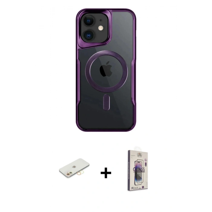 MARSİLYAN™- iPhone 11 Kılıf Yadigar Klasik Özel Seri - Siyah Bilvis 3D Cam Ekran Koruyucu + Renkli Kamera Lens Koruma Cam - SI