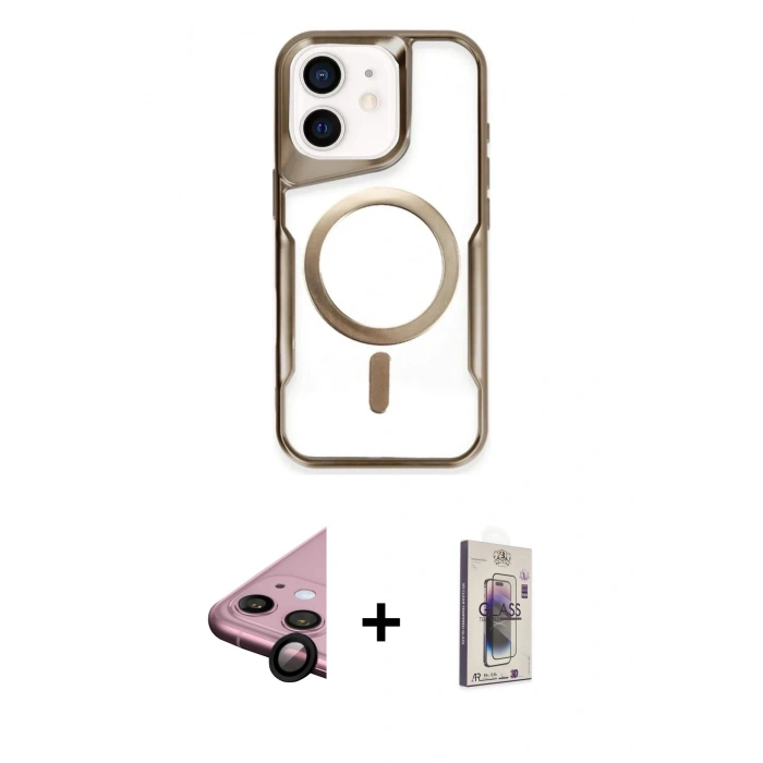 MARSİLYAN™- iPhone 11 Kılıf Yadigar Klasik Özel Seri - Siyah Bilvis 3D Cam Ekran Koruyucu + Raze Metal Kamera Lens - SH