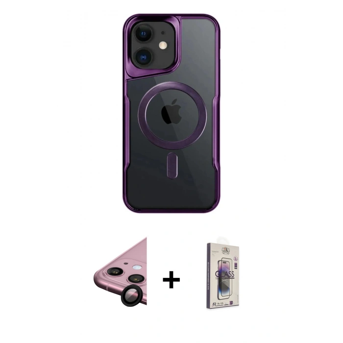 MARSİLYAN™- iPhone 11 Kılıf Yadigar Klasik Özel Seri - Siyah Bilvis 3D Cam Ekran Koruyucu + Raze Metal Kamera Lens - SH