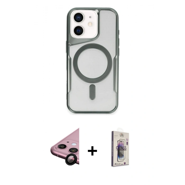 MARSİLYAN™- iPhone 11 Kılıf Yadigar Klasik Özel Seri - Siyah Bilvis 3D Cam Ekran Koruyucu + Raze Metal Kamera Lens - SH
