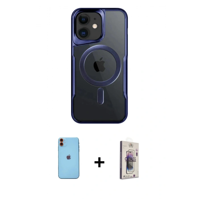 MARSİLYAN™- iPhone 11 Kılıf Yadigar Klasik Özel Seri - Siyah Bilvis 3D Cam Ekran Koruyucu + Neon Fosforlu Kamera Lens - TU