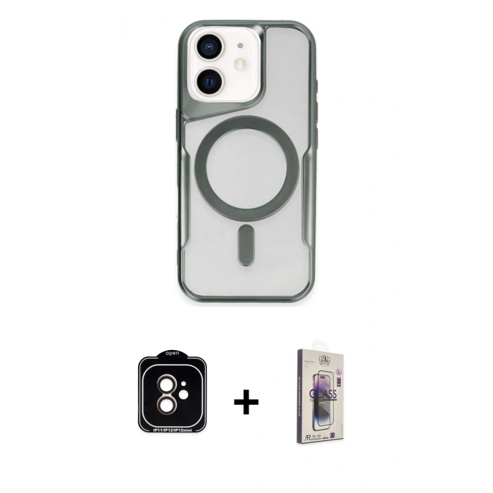 MARSİLYAN™- iPhone 11 Kılıf Yadigar Klasik Özel Seri - Siyah Bilvis 3D Cam Ekran Koruyucu + Turuncu PVD Metal Kamera Lens