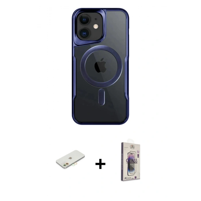 MARSİLYAN™- iPhone 11 Kılıf Yadigar Klasik Özel Seri - Siyah Bilvis 3D Cam Ekran Koruyucu + Renkli Kamera Lens Koruma Cam - TU
