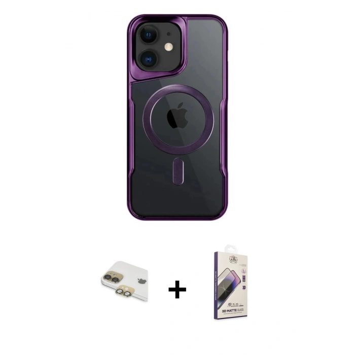 MARSİLYAN™- iPhone 11 Kılıf Yadigar Klasik Özel Seri - Siyah Bilvis 3D Mat Cam Ekran Koruyucu + Gold Pers Alüminyum Kamera Lens