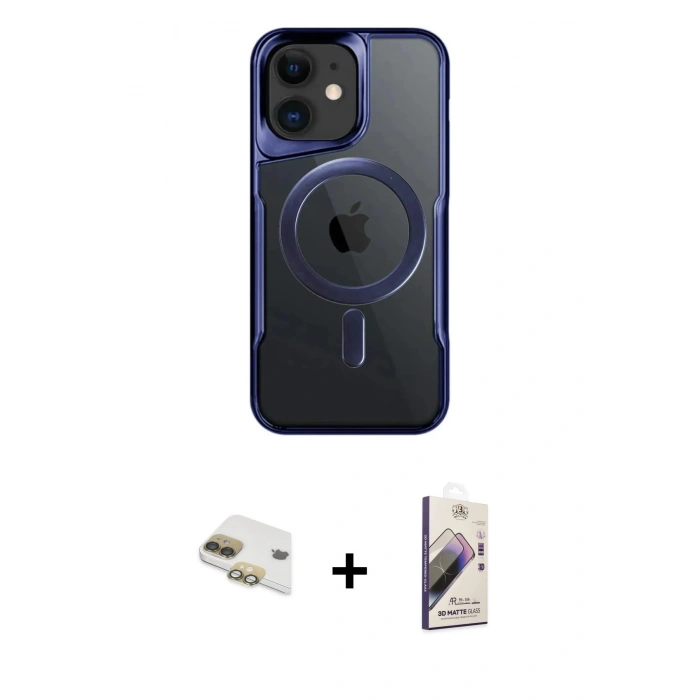 MARSİLYAN™- iPhone 11 Kılıf Yadigar Klasik Özel Seri - Siyah Bilvis 3D Mat Cam Ekran Koruyucu + Gold Pers Alüminyum Kamera Lens