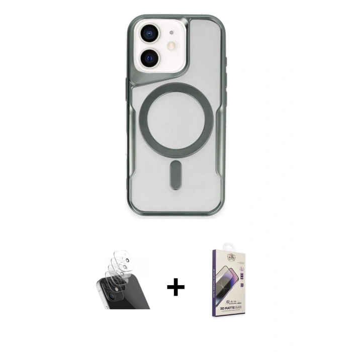 MARSİLYAN™- iPhone 11 Kılıf Yadigar Klasik Özel Seri - Siyah Bilvis 3D Mat Cam Ekran Koruyucu + Kamera Lens Koruma Cam - SF