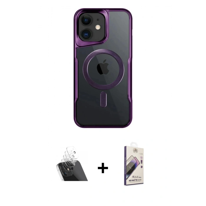 MARSİLYAN™- iPhone 11 Kılıf Yadigar Klasik Özel Seri - Siyah Bilvis 3D Mat Cam Ekran Koruyucu + Kamera Lens Koruma Cam - SF